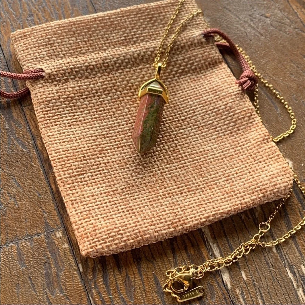 Unakite Point Necklace Unakite Pendant Crystal Point Necklace